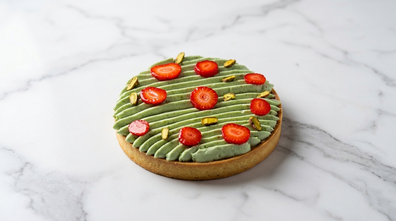 Pistachio & Strawberry Tart